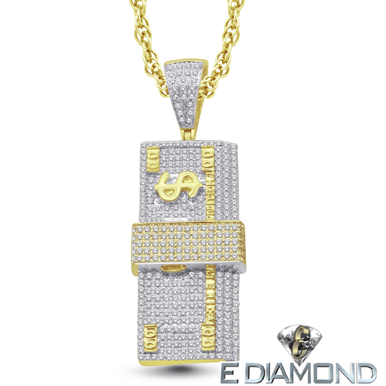 Rubber Band Money Stack Diamond Pendant