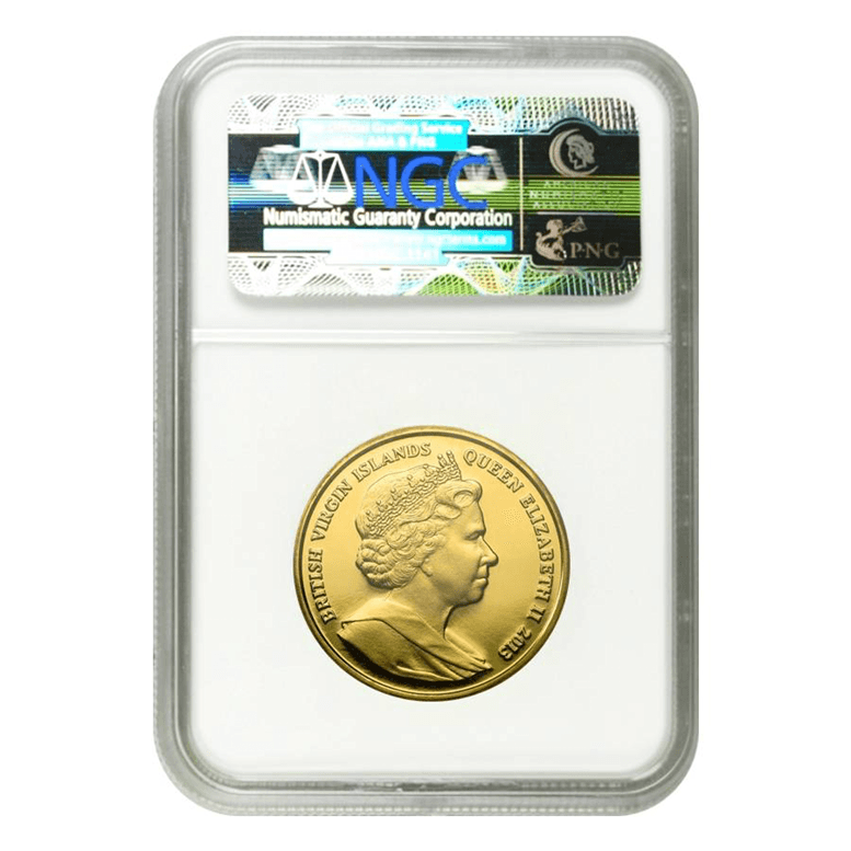 2013 1 oz Gold B.V. Islands $125 John F. Kennedy and Queen Elizabeth Proof NGC PF 69 