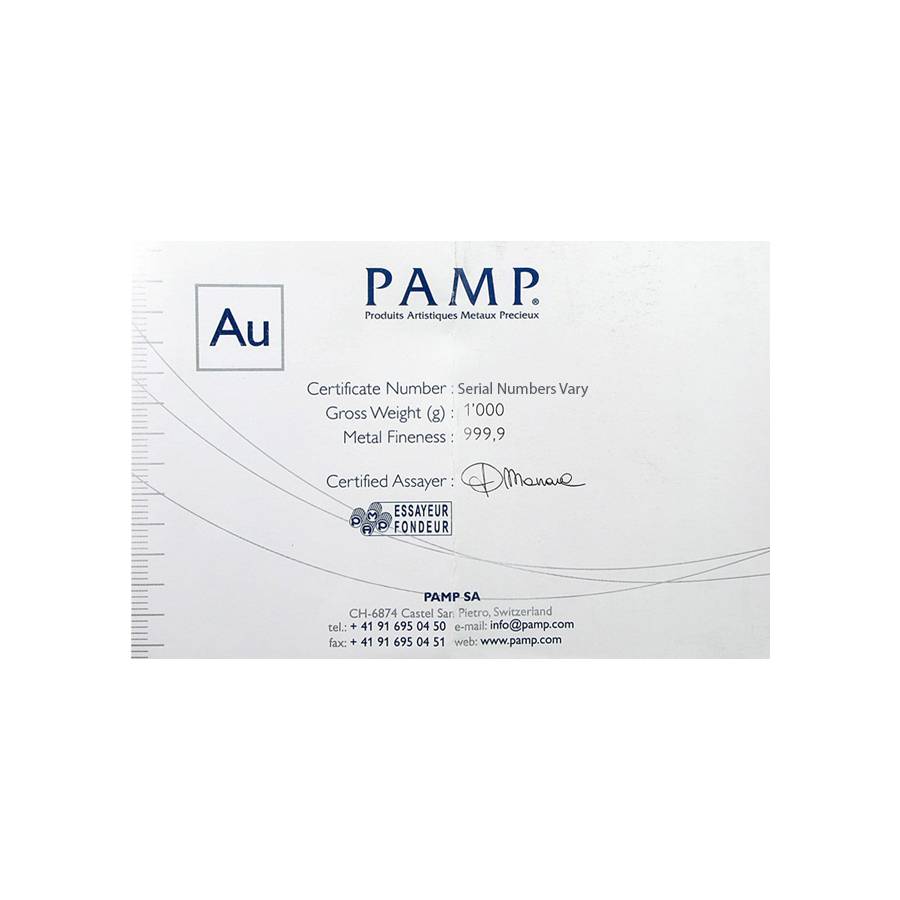 1 Kilo PAMP Suisse .9999 24k Gold Bar Fine Cerified