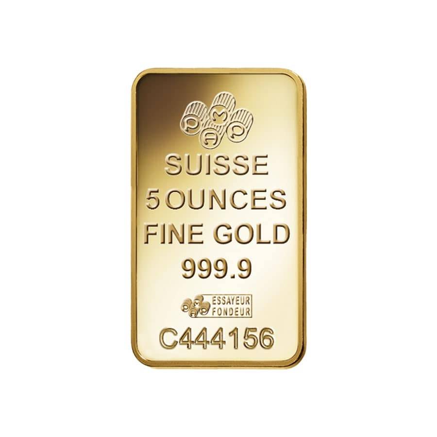  5 oz .9999 24k Gold Bar PAMP Suisse Lady Fortuna 