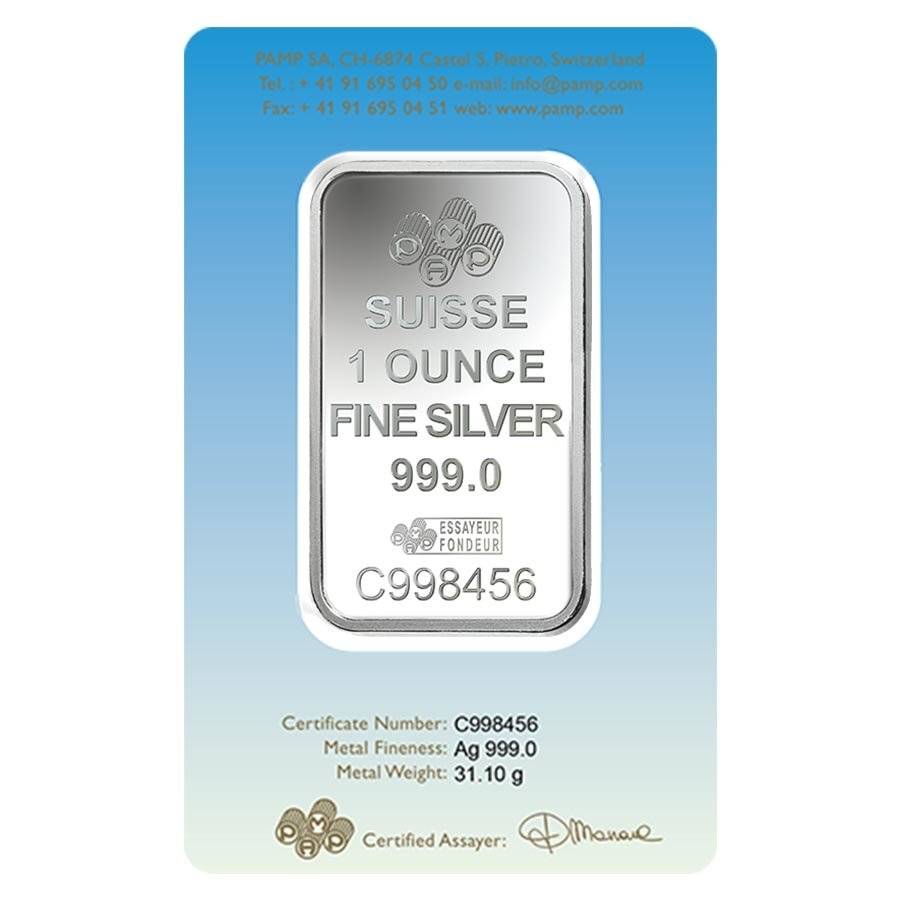 1 oz 999.0 Silver Bar PAMP Suisse, Lakshmi (In Assay)