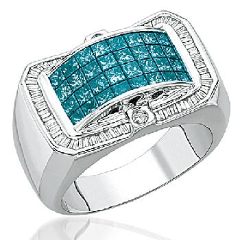 14K 2.50 CTW Blue Diamond Men's Ring Image