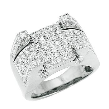 10K 1.65 CTS Pave Set Diamond Mens Ring Image