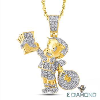 10 Karat Solid Gold, Richie Rich Diamond Pendant Image