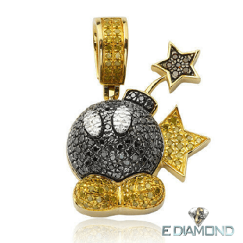 10K Diamond Bomb Pendant, Mario, Cartoon Image