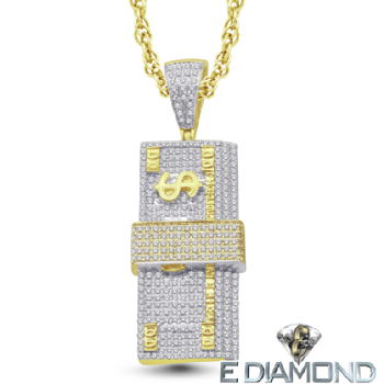 1 Carat Diamond Rubber Band Money Stack Pendant Image