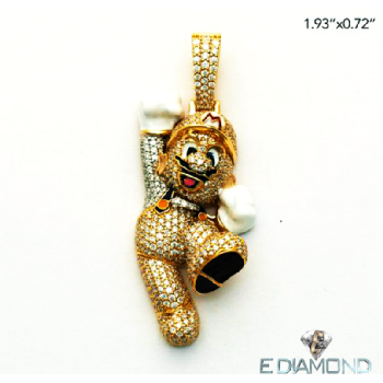 10K Gold 2.30Ct Diamond Jumping Mario Bro Pendant Image