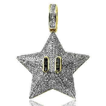 10K Gold .80 Carat Diamond Mario Bro Star Pendant Image
