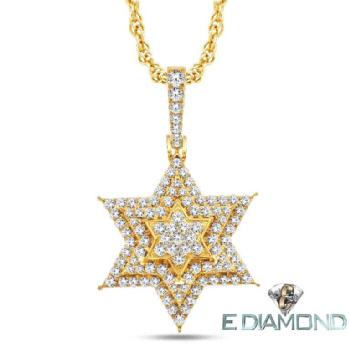 10K Gold 1.50 Carat Diamond Star of David Pendnat Image