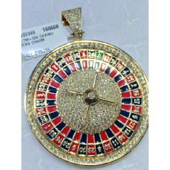 10k Gold 5Ct Diamond Spinning Roulette Pendant Image