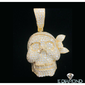 10k Gold 2.91 Cts Caribbean Pirate Skull Pendant Image