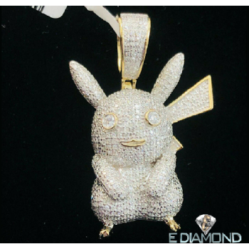 10k Gold 1.36 Cts Pikachu Pokemon Diamond Pendant Image
