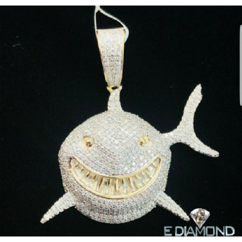 10k Gold 1.00 Carats Big Shark Diamond Pendant Image