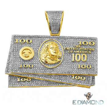 10K Gold 1.00 Carat $100 Money Stack Pendant Image