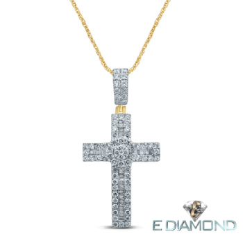 10K Gold 2 Carats Baguette Diamond Cross of Light Image