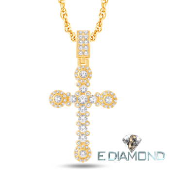 14K Gold 2 Crt VS2 Diamond Holy Eucharist Cross Image