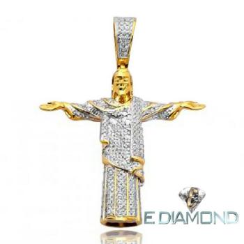 10k Gold 1/2 Carat Diamond Jesus Statue Pendant Image