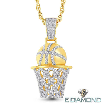 Diamond Basket Ball Hoop pendant 10K Gold 0.60 Cts Image