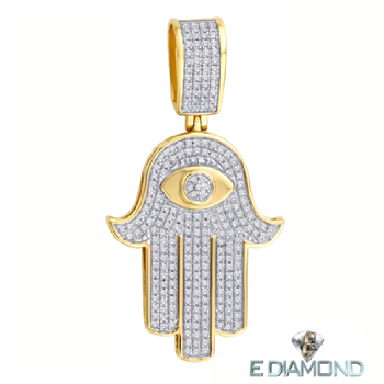 Diamond Hamsa khamsa Hand Pendant 10k 1/2 Carat Image