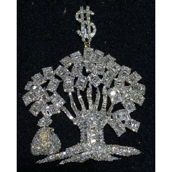 14k Gold 6.5 Carat Diamond Money Tree Pendant Image