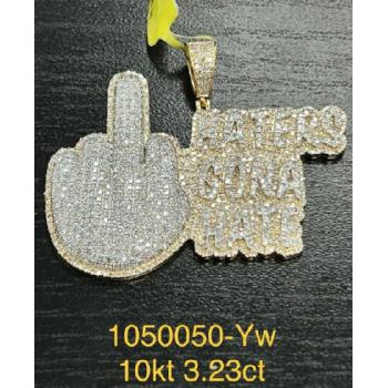 10k Gold 3 Carat Haters Gona Hate Diamond Pendant Image