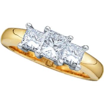 1.00CT-14KT PRINCESS 3 STONE DIAMOND RING Image