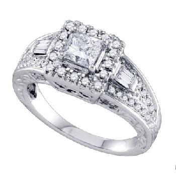 1.00CT DIAMOND 0.50CT CENTER PRINCESS BRIDAL RING Image