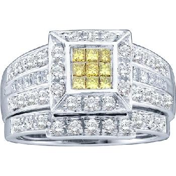 1.00CT YELLOW DIAMOND RING WITH PRINCESS CUT Image