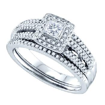 0.52CT DIAMOND 0.20CT CENTER PRINCESS BRIDAL SET Image