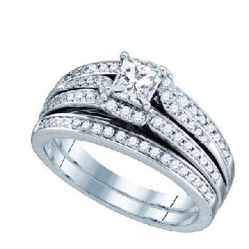 0.99CT DIAMOND 0.50CT CENTER PRINCESS BRIDAL RING Image