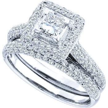 1.25CT DIAMOND 0.40CT CENTER PRINCESS BRIDAL SET Image