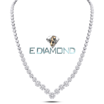 Diamond Necklace Flower Design, 14 Karat 3.00 Cara Image