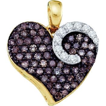 0.75 CT COGNAC,BROWN, DIAMOND LADIES HEART PENDANT Image