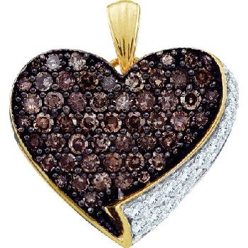 0.85 CT,COGNAC,BROWN,DIAMOND LADIES HEART PENDANT Image