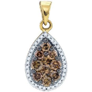 0.81CT, BROWN, COGNAC, DIAMOND PENDANT. PEAR Image