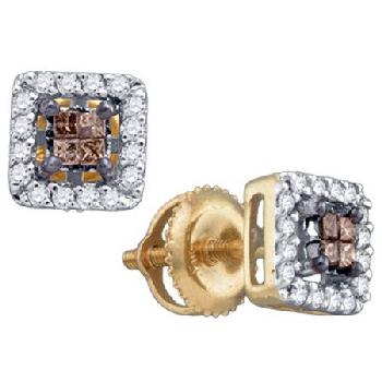 0.30 CT, BROWN, COGNAC, DIAMOND INVISIBLE EARRINGS Image