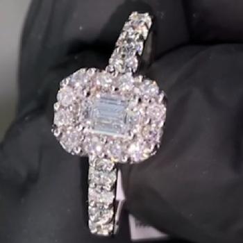 14K Emerald Cut Diamond Halo Engagement Ring Image