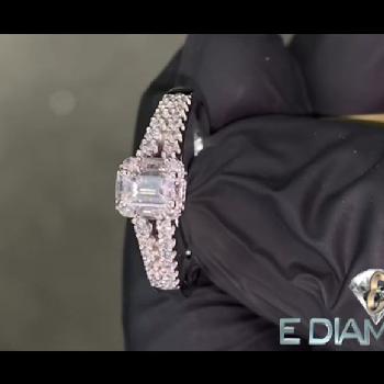 14K Emerald Cut 0.50 Diamond Halo Engagement Ring Image