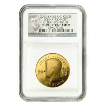 1 oz 24k Gold $125 John F. Kennedy Queen Elizabeth Image