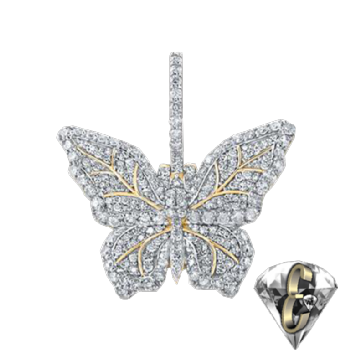 14K Yellow Gold Round Diamond Butterfly Charm Image