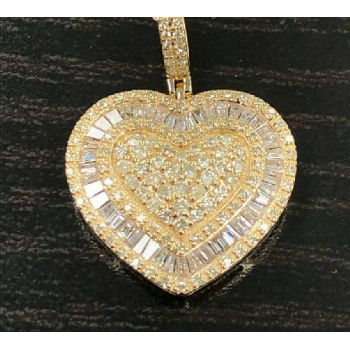 Baguette & Round Diamond Heart Valentines Pendant Image