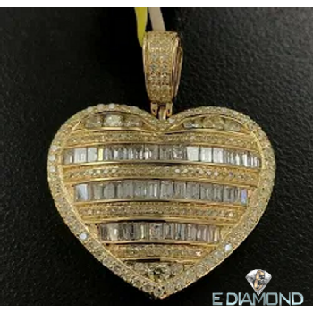 Diamond Baguette Heart Pendant 10K 2.64 Carats Image