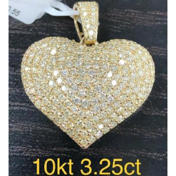 10K 3.25 Carat Valentines Diamond Heart Pendant Image