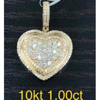 Steped Inset Diamond Heart Pendant 10K 1 Carat Image