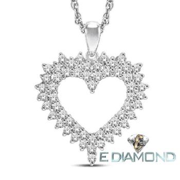 Cluster Diamond Heart Pendant 10K 1.00 Carat Image