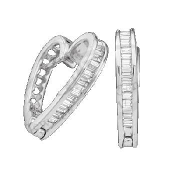 0.25CT BAGGUETTE DIAMOND HEART HOOP EARRINGS Image