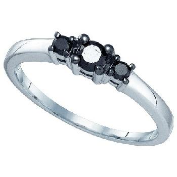 0.27 CT, 3 STONE BLACK DIAMOND RING Image