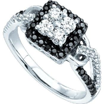 0.75CT ROUND WHITE AND BLACK DIAMOND FASHION RING Image