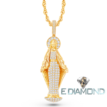 14K Gold 4.55 VS2 Diamond Holy Mary Statue Pendant Image