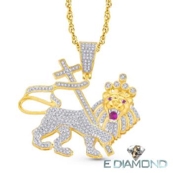 Diamond Conquering Lion Pendant 10K Gold 1/2 Carat Image